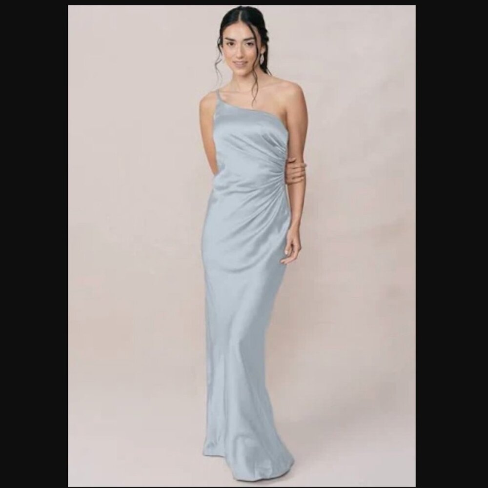 Revelry Jade satin dress in Sky Blue size 4 petite length